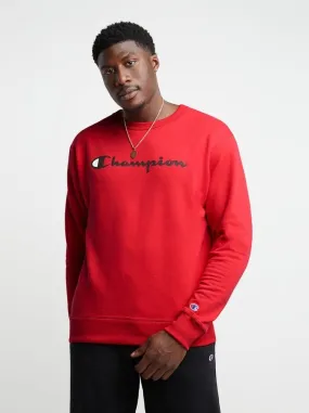 Champion Powerblend Fleece Crew Script Logo Team Red Scarlet GF88H Y06794 2WC