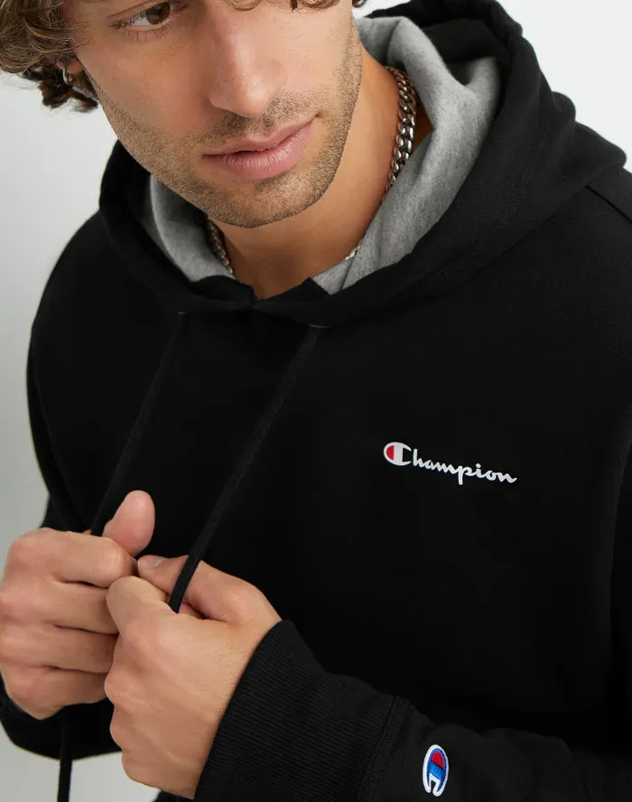 Champion Powerblend Fleece Hoodie Script Logo Black GF89H Y08160 BKC