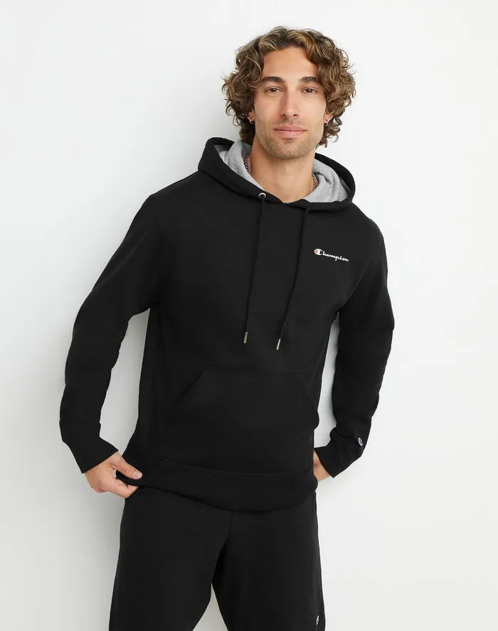 Champion Powerblend Fleece Hoodie Script Logo Black GF89H Y08160 BKC