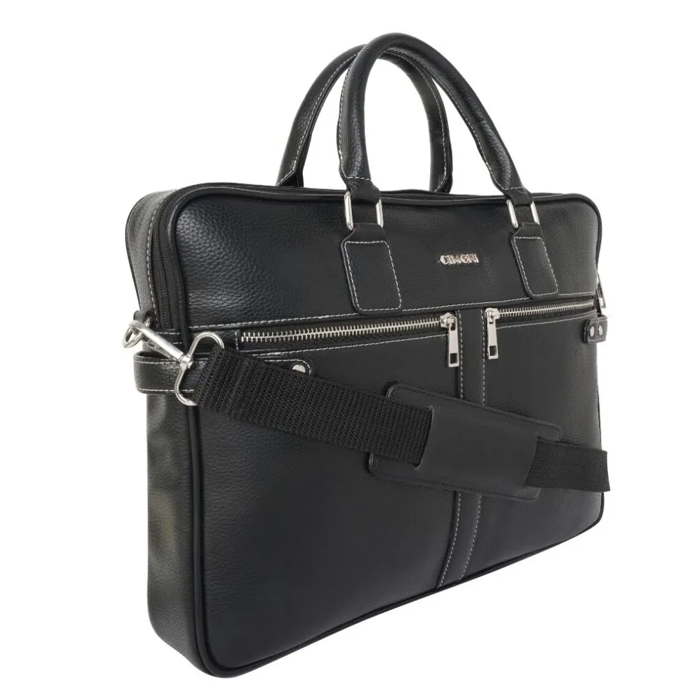 CIMONI Laptop Shoulder Messenger Office Briefcase Bag (Textured Black)