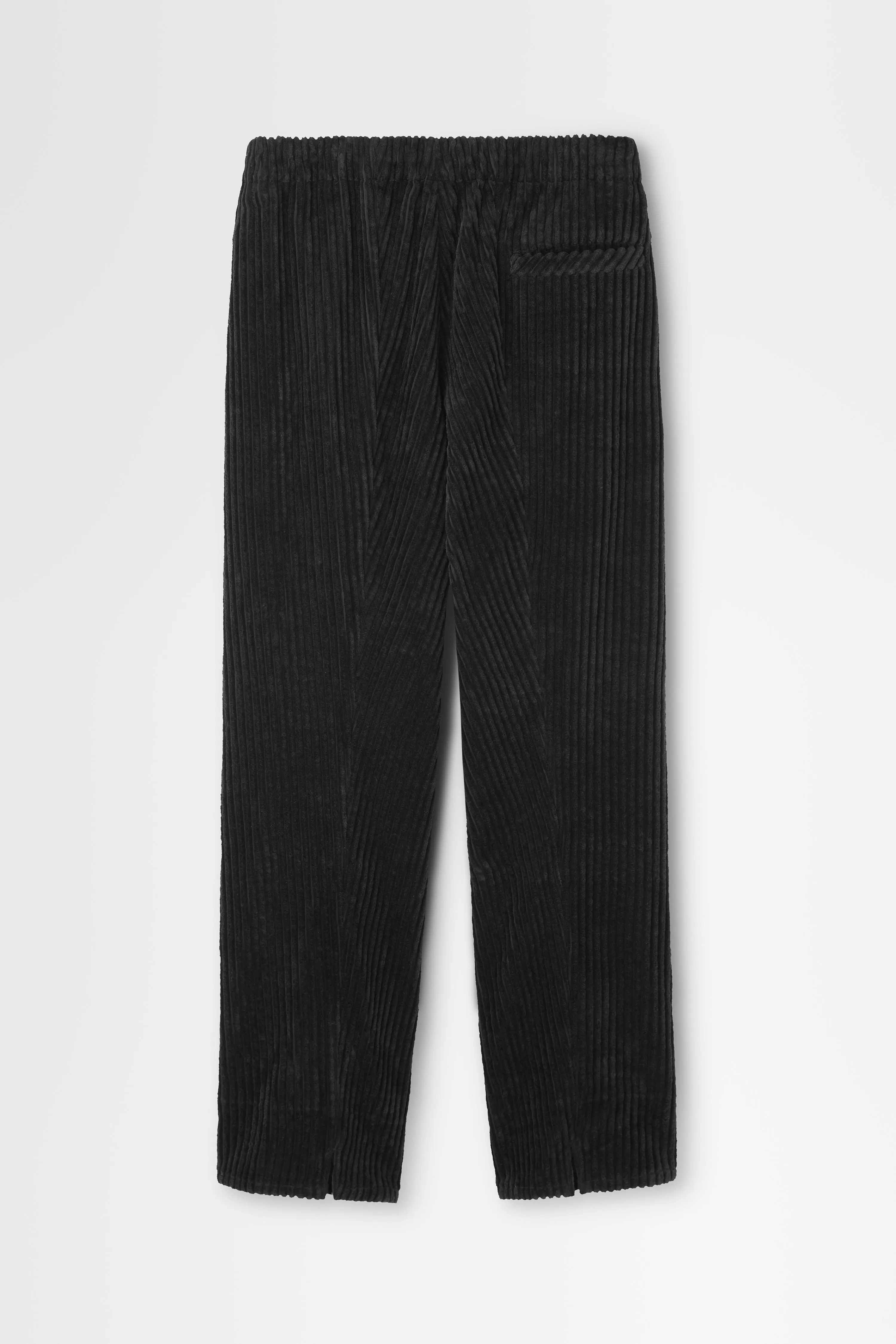 Cotton Corduroy Wide-leg Drawstring Trouser in Black