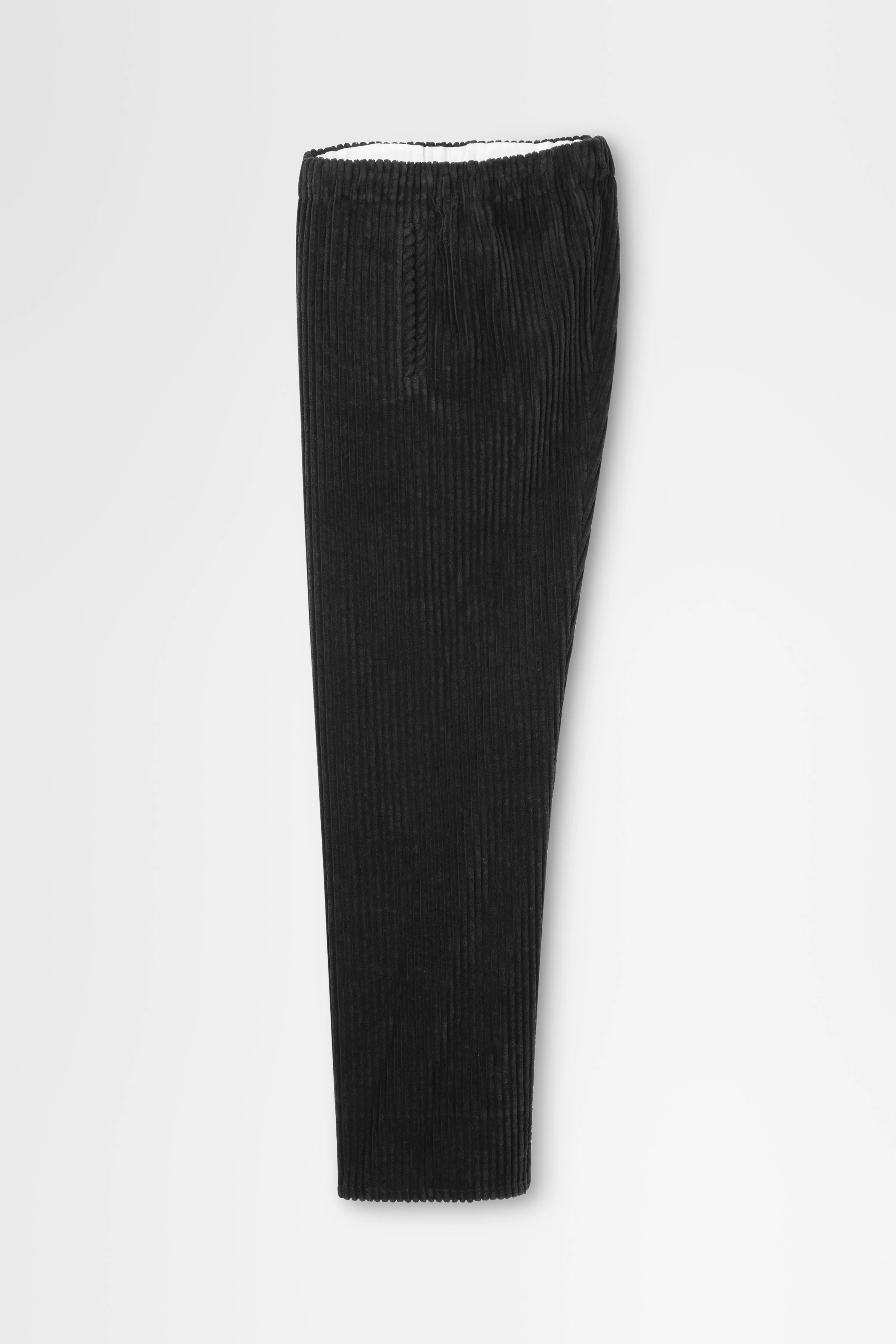 Cotton Corduroy Wide-leg Drawstring Trouser in Black