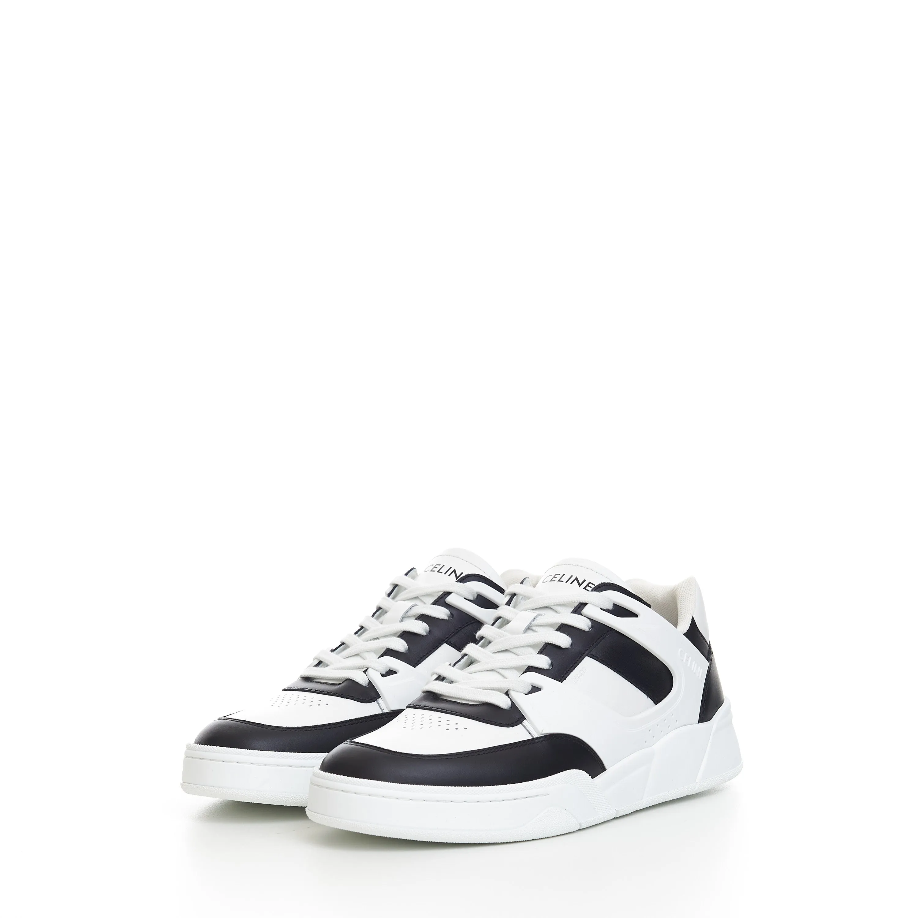 CT-07 Low Top Sneaker In Optic White & Black Calfskin