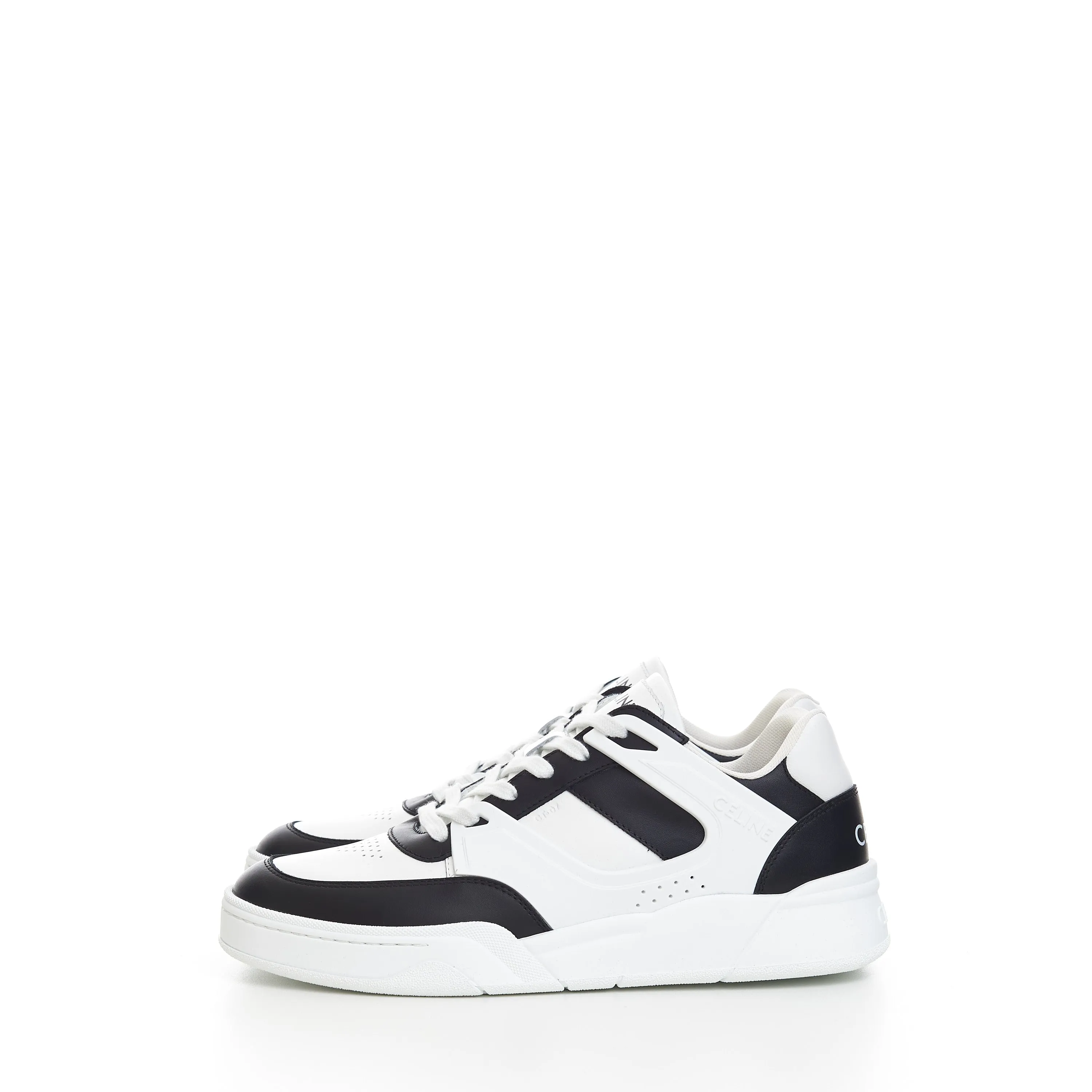 CT-07 Low Top Sneaker In Optic White & Black Calfskin