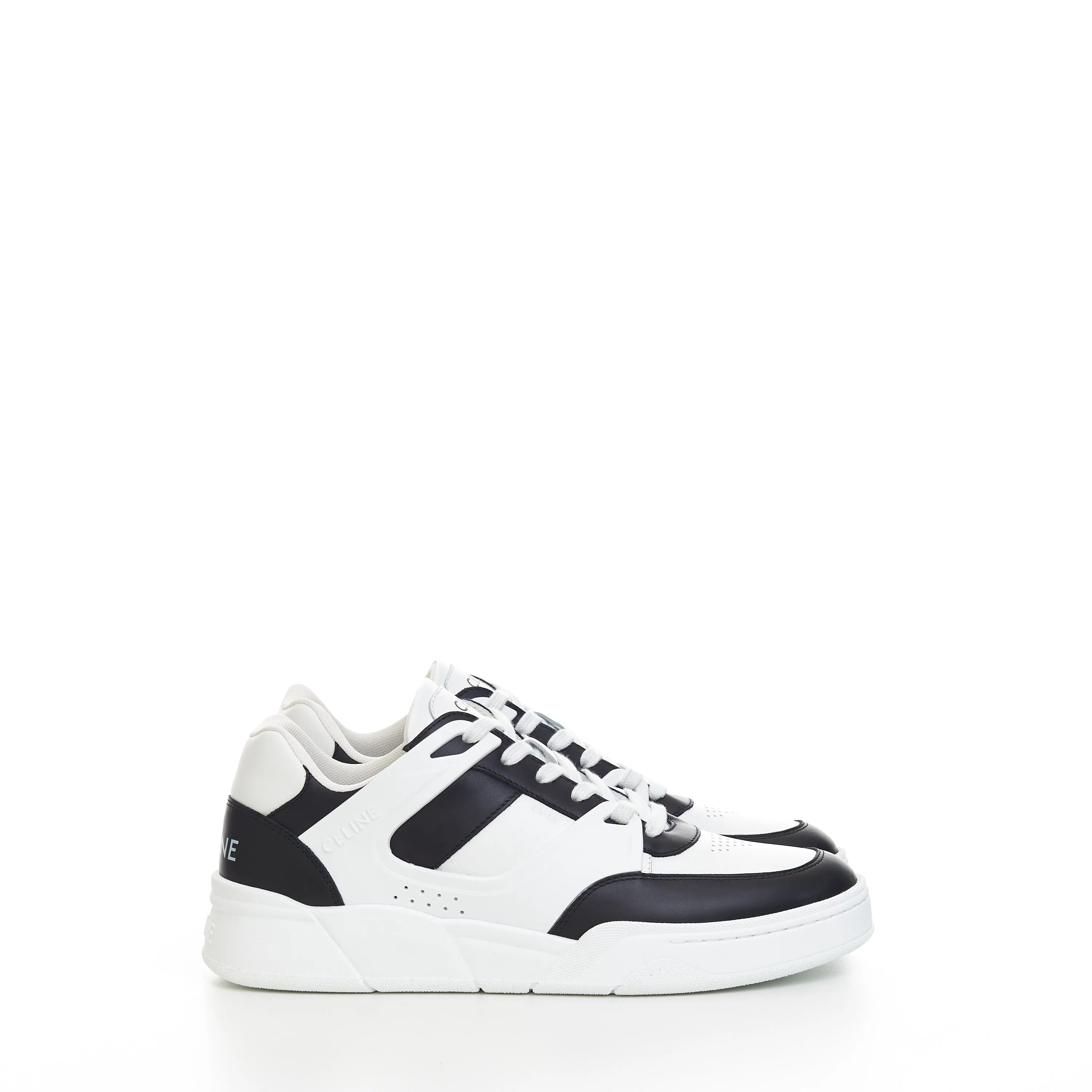 CT-07 Low Top Sneaker In Optic White & Black Calfskin