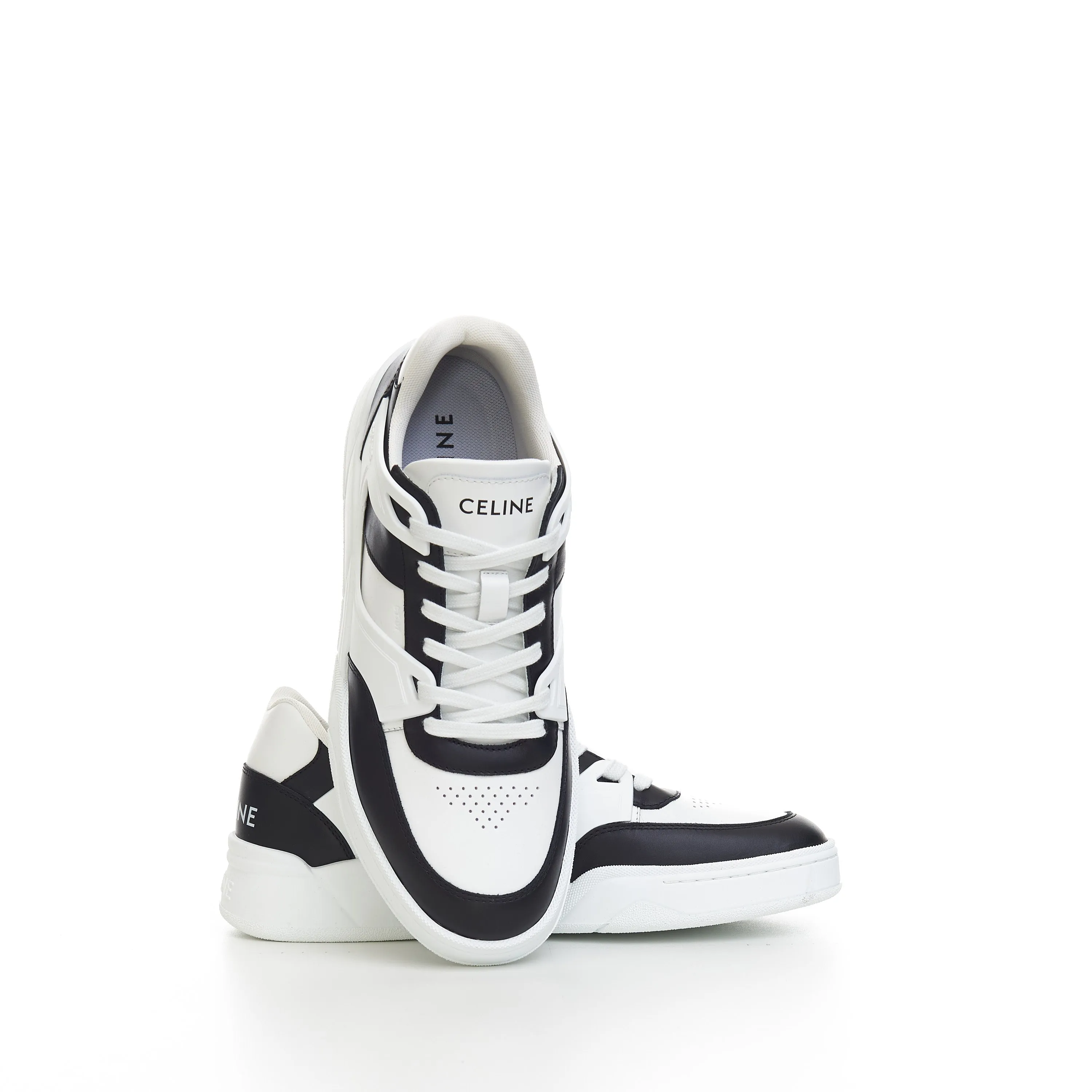 CT-07 Low Top Sneaker In Optic White & Black Calfskin