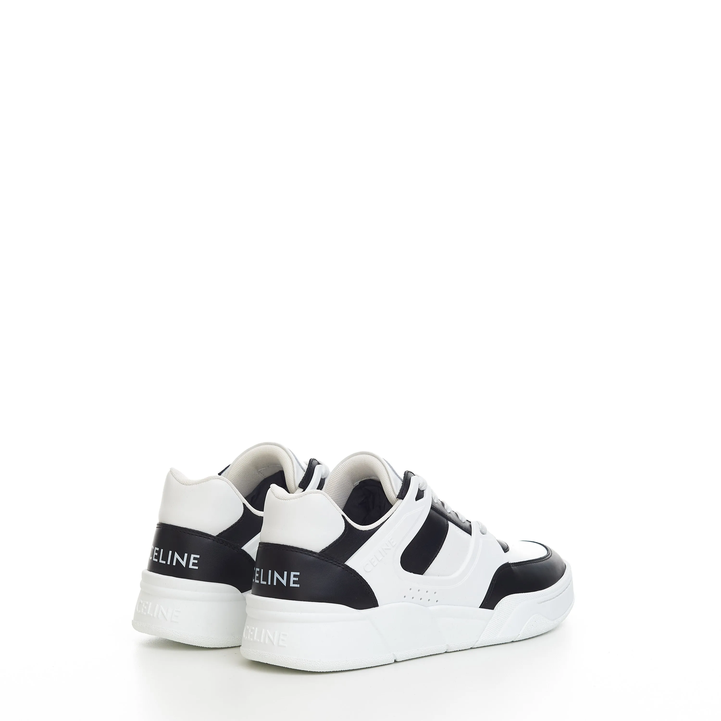 CT-07 Low Top Sneaker In Optic White & Black Calfskin