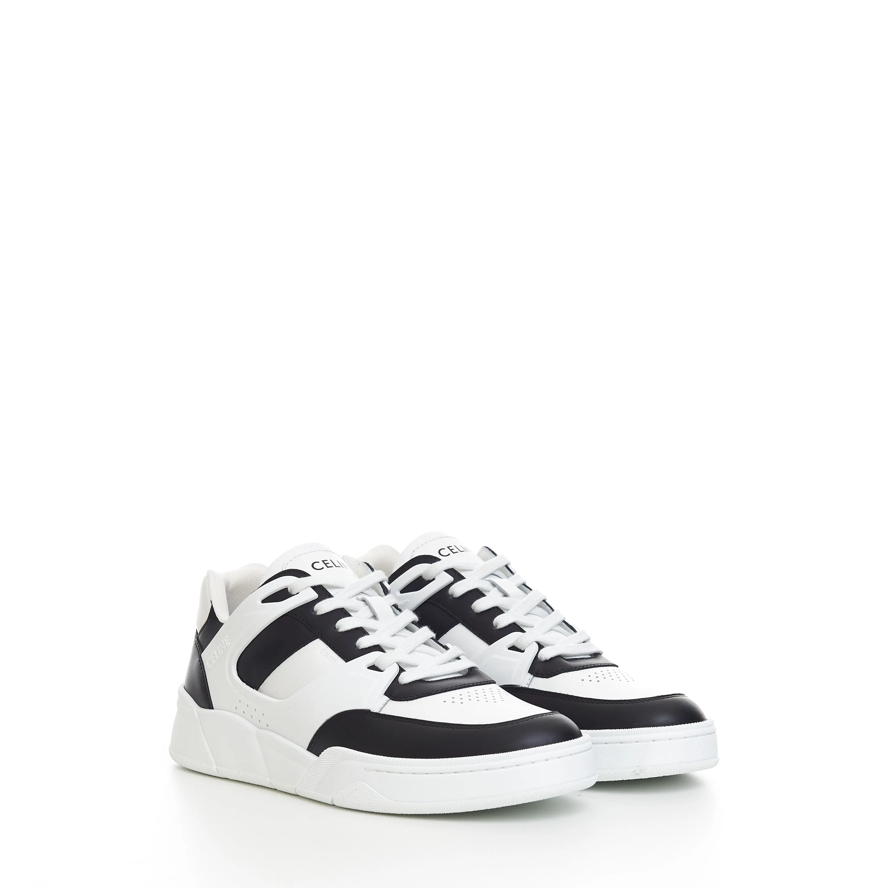 CT-07 Low Top Sneaker In Optic White & Black Calfskin