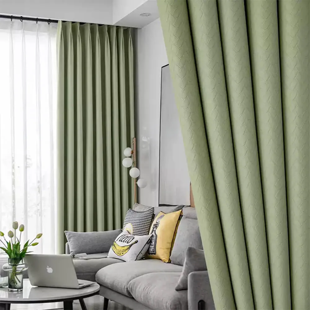 Diamond Geometric Textured Thickened Soundproof High Blackout Curtains