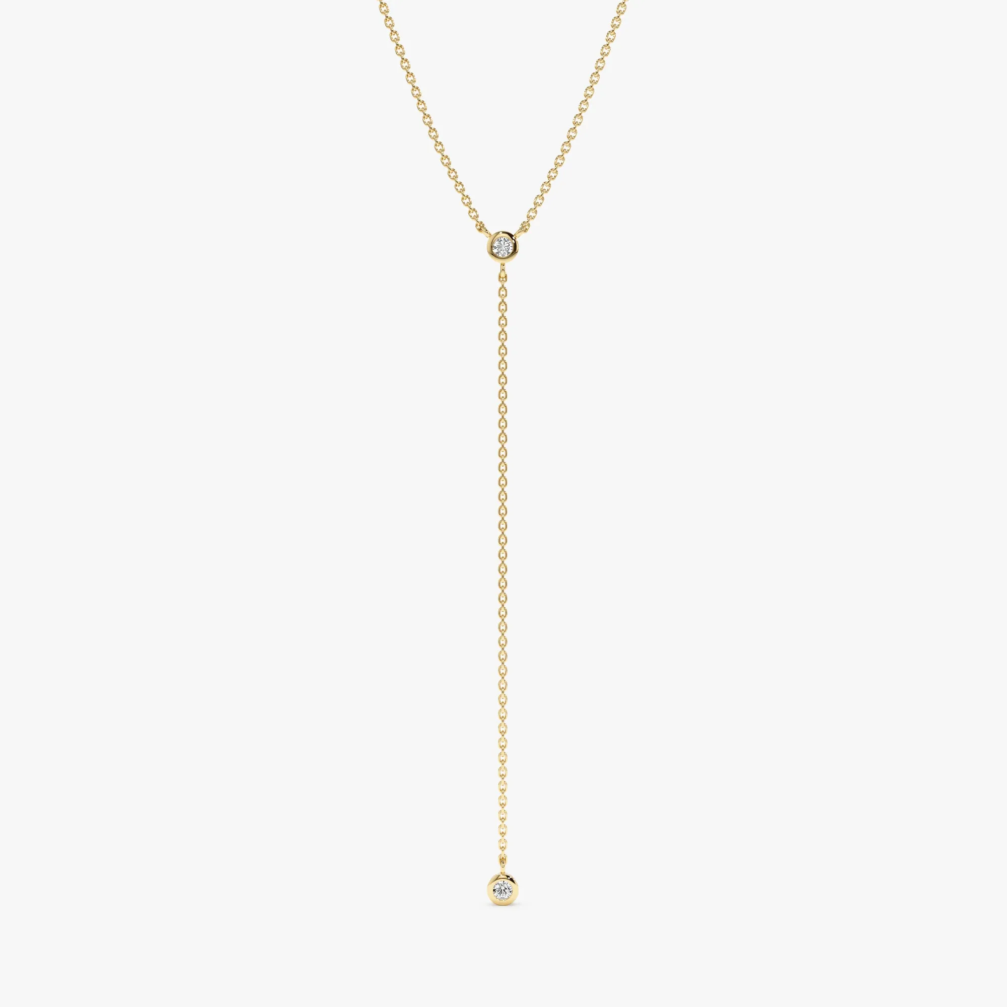 Double Diamond Lariat Y Necklace In Solid Gold, Susie