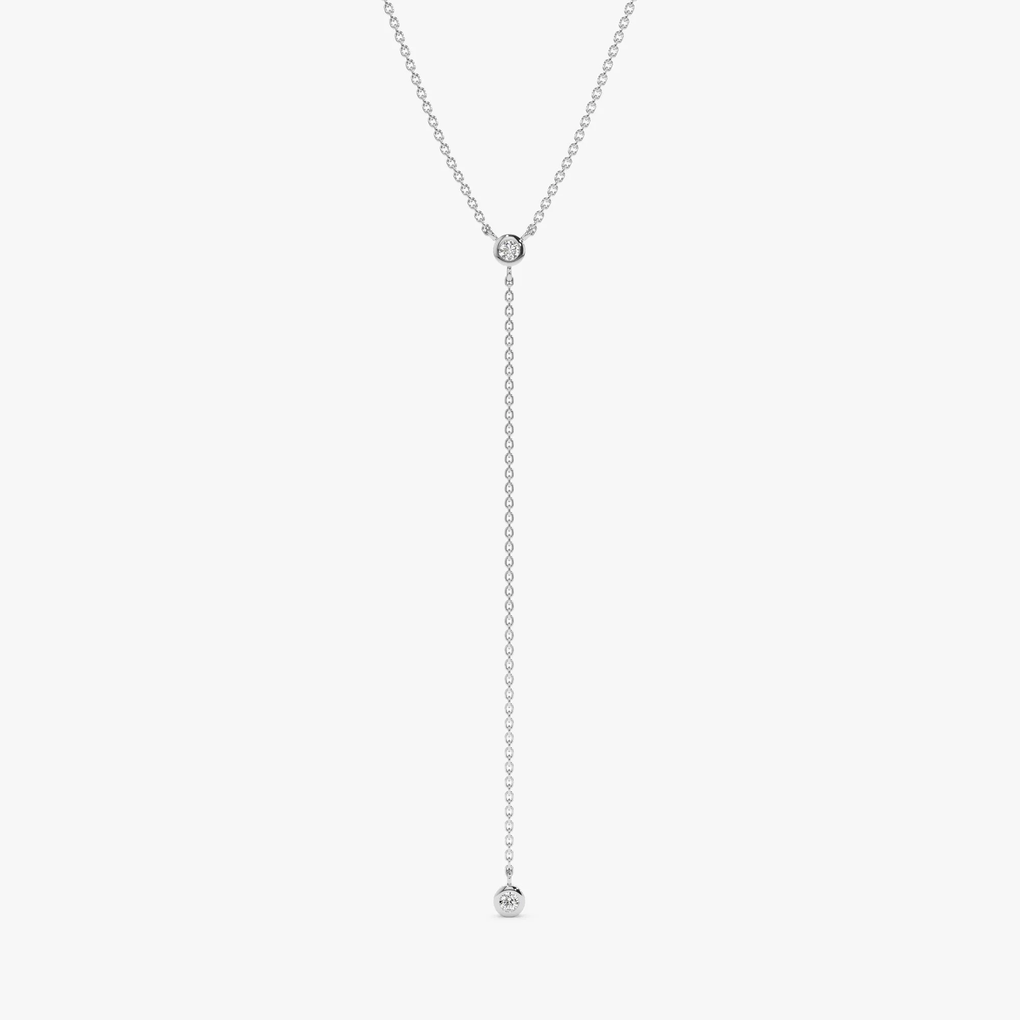 Double Diamond Lariat Y Necklace In Solid Gold, Susie