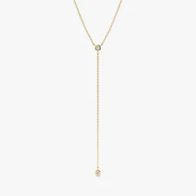 Double Diamond Lariat Y Necklace In Solid Gold, Susie