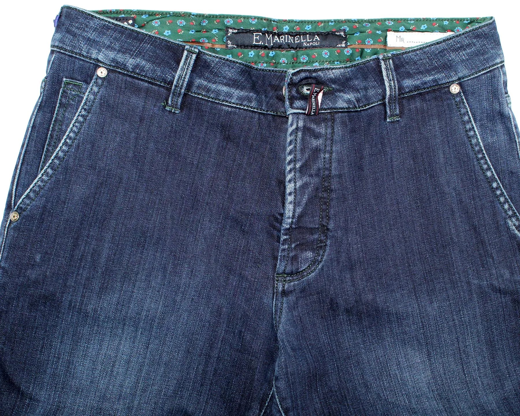 E. Marinella Denim Jeans Dark Blue Slant Pocket 33 Slim Fit - SALE