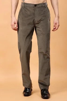 Earthy Green Corduroy Formal Trousers