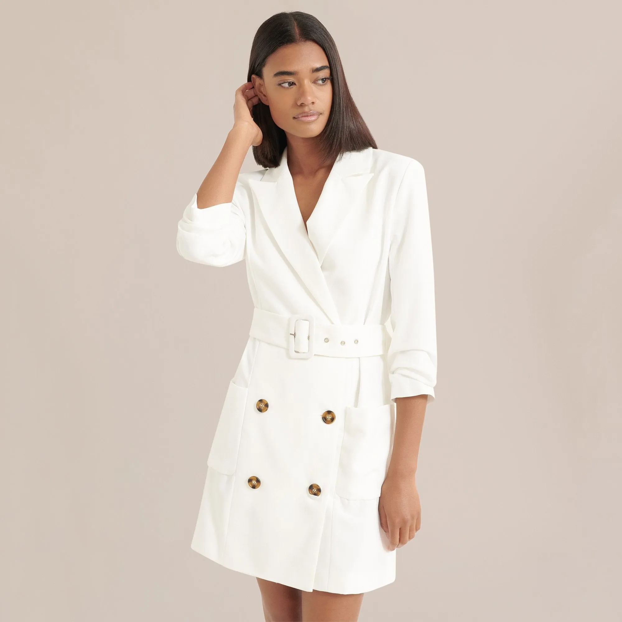 Fallon Button-Front Tuxedo Dress