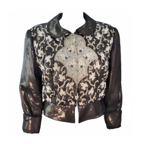 GIORGIO ARMANI Bronze Jacket with Beaded Embroidery Size 44