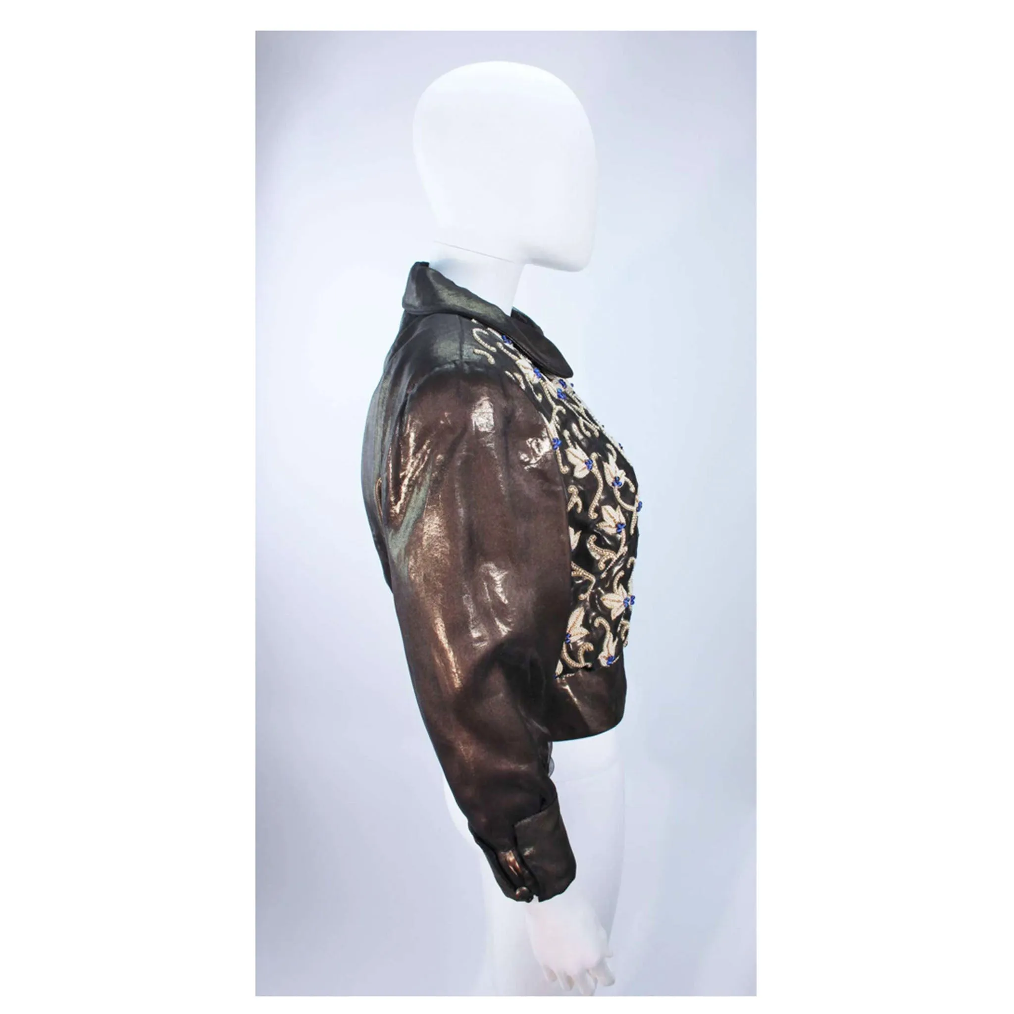 GIORGIO ARMANI Bronze Jacket with Beaded Embroidery Size 44