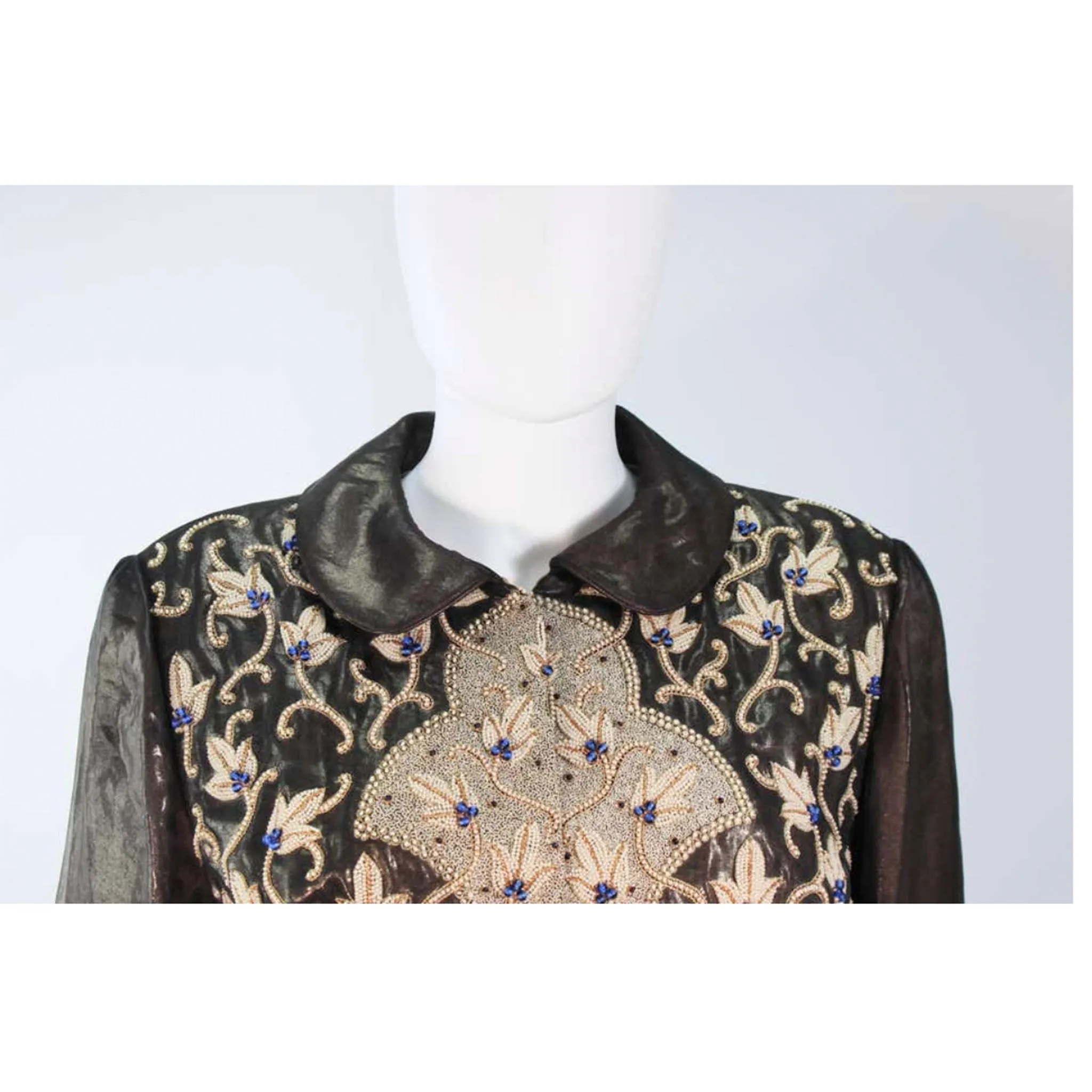 GIORGIO ARMANI Bronze Jacket with Beaded Embroidery Size 44