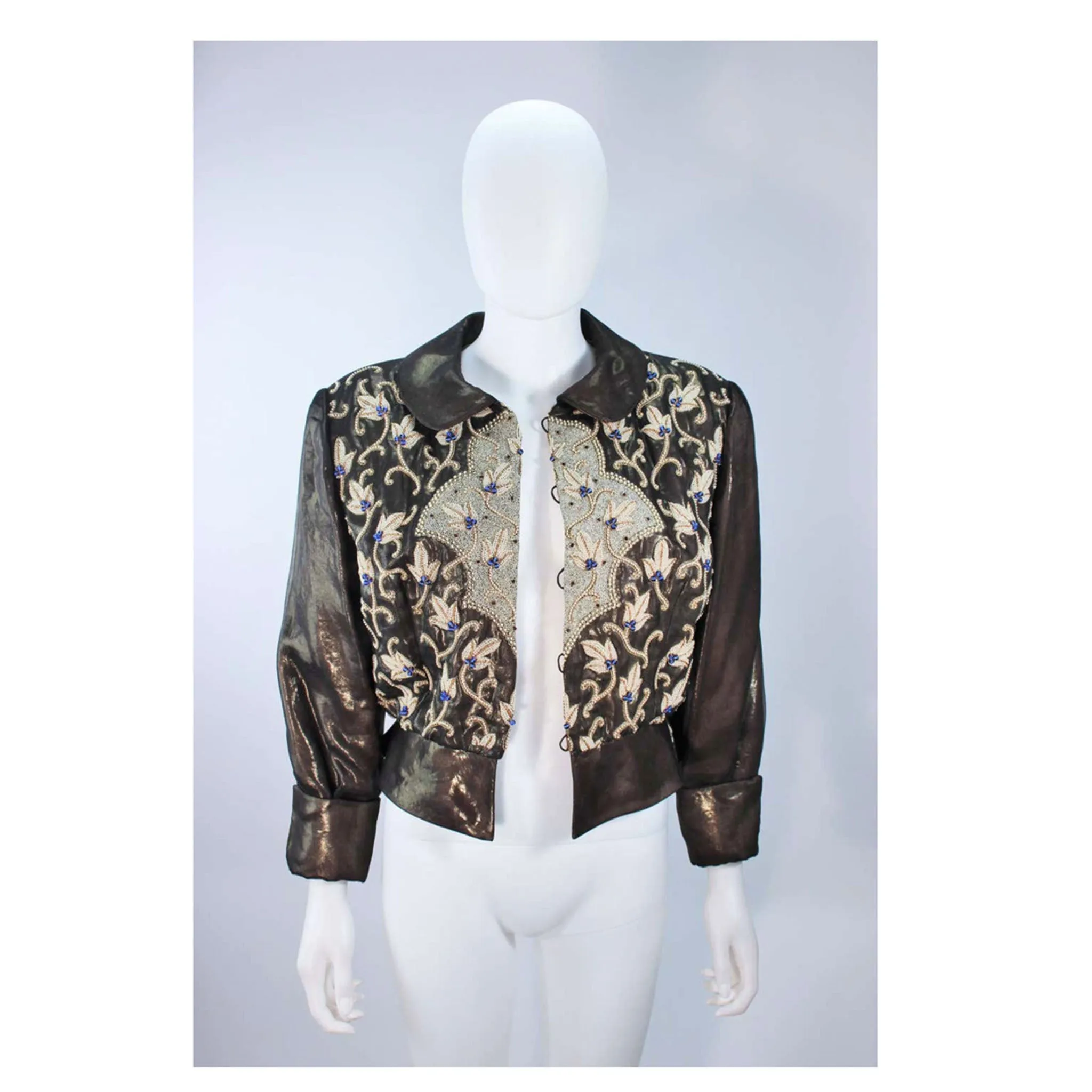 GIORGIO ARMANI Bronze Jacket with Beaded Embroidery Size 44