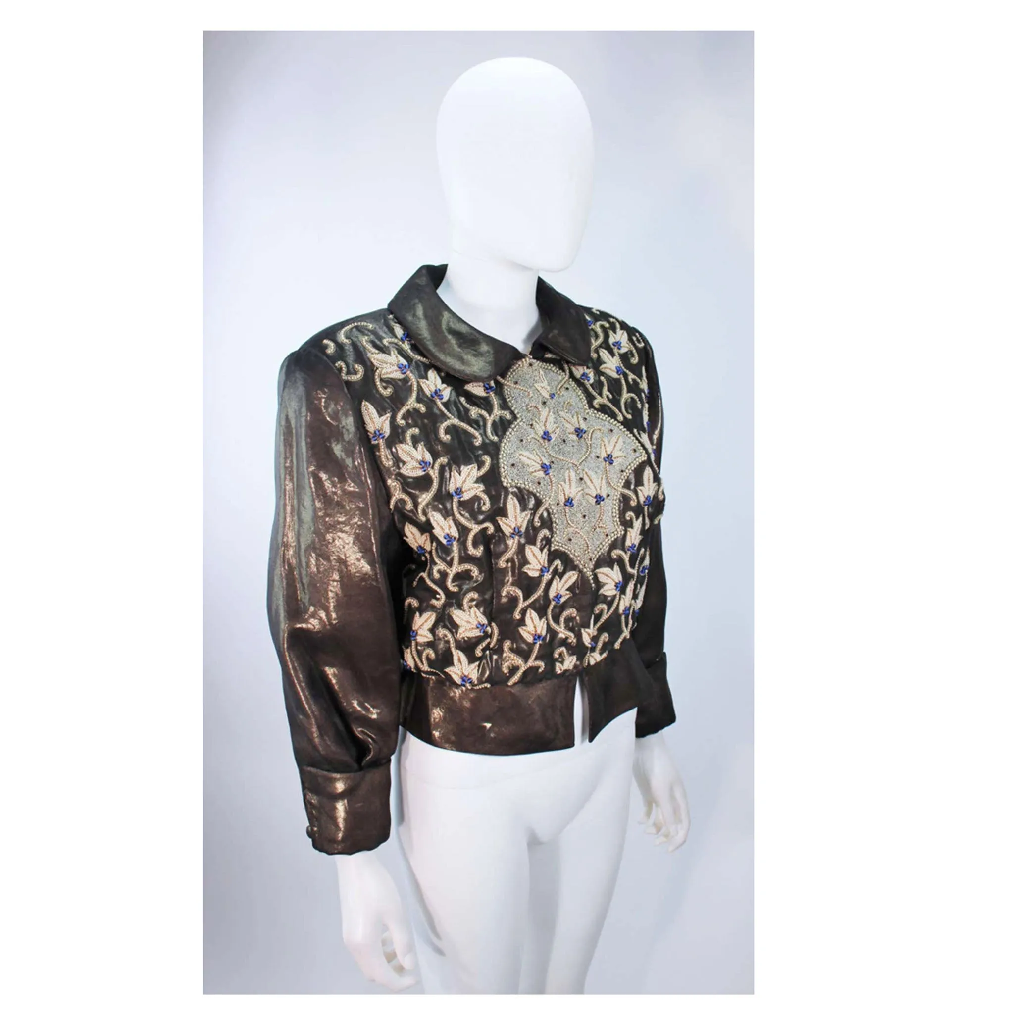 GIORGIO ARMANI Bronze Jacket with Beaded Embroidery Size 44