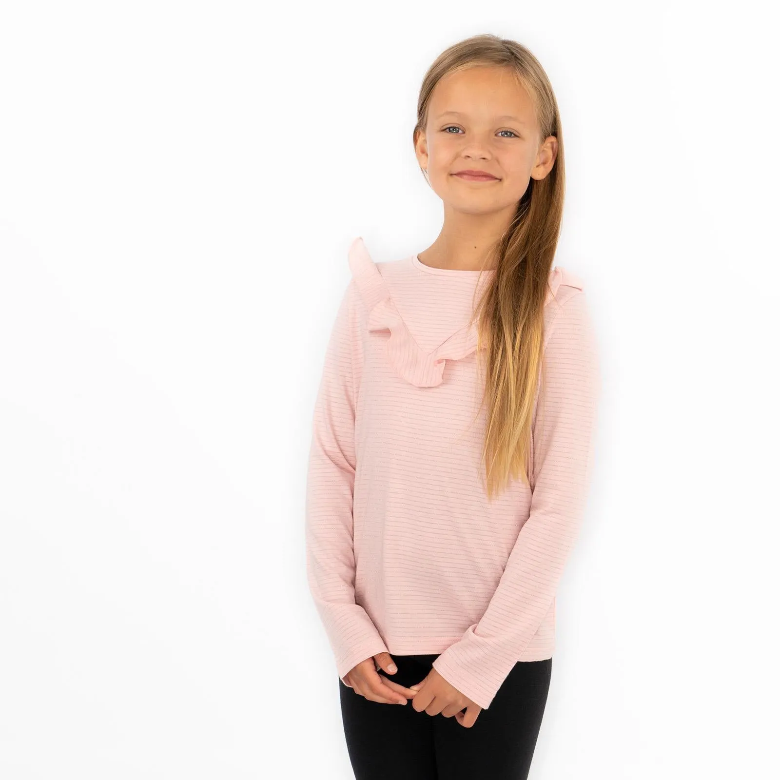 Girls Ruffle Long Sleeve Soft Jersey Tops in 2 Colours