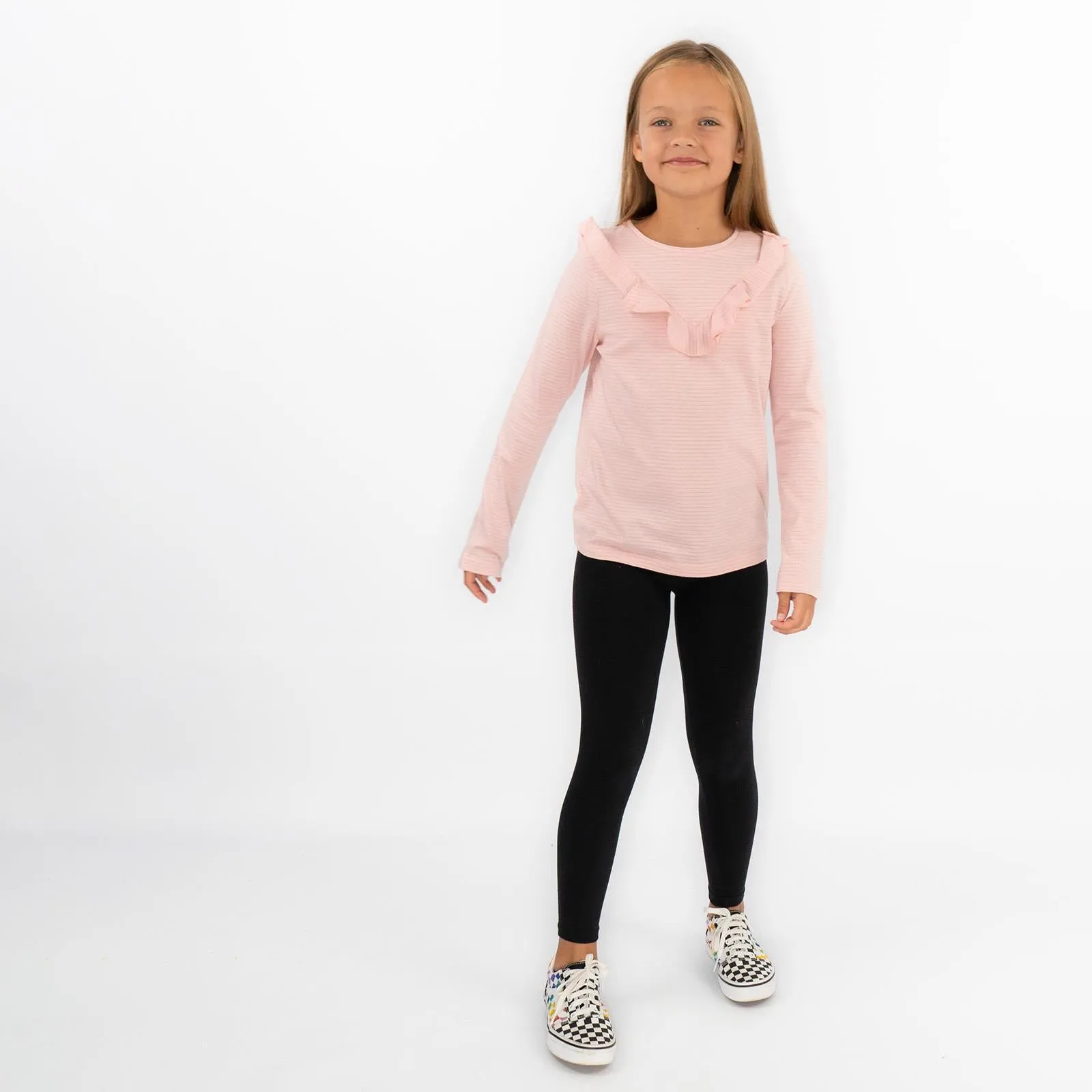 Girls Ruffle Long Sleeve Soft Jersey Tops in 2 Colours