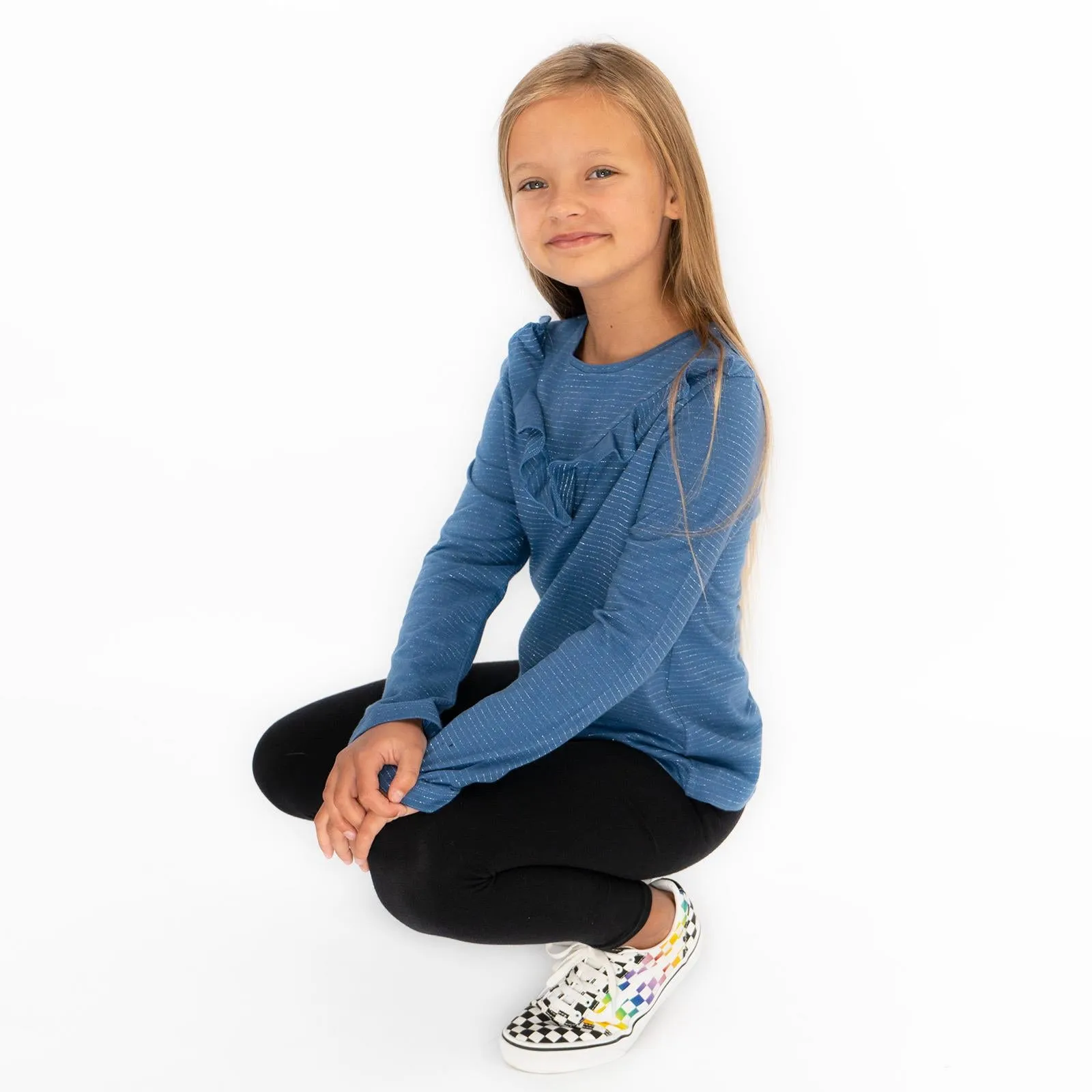 Girls Ruffle Long Sleeve Soft Jersey Tops in 2 Colours