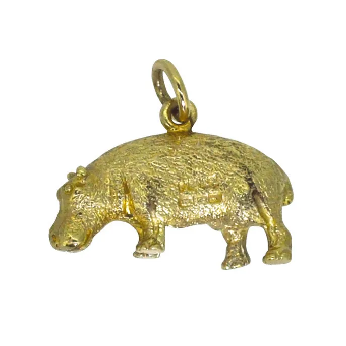 Gold Hippopotamus charm