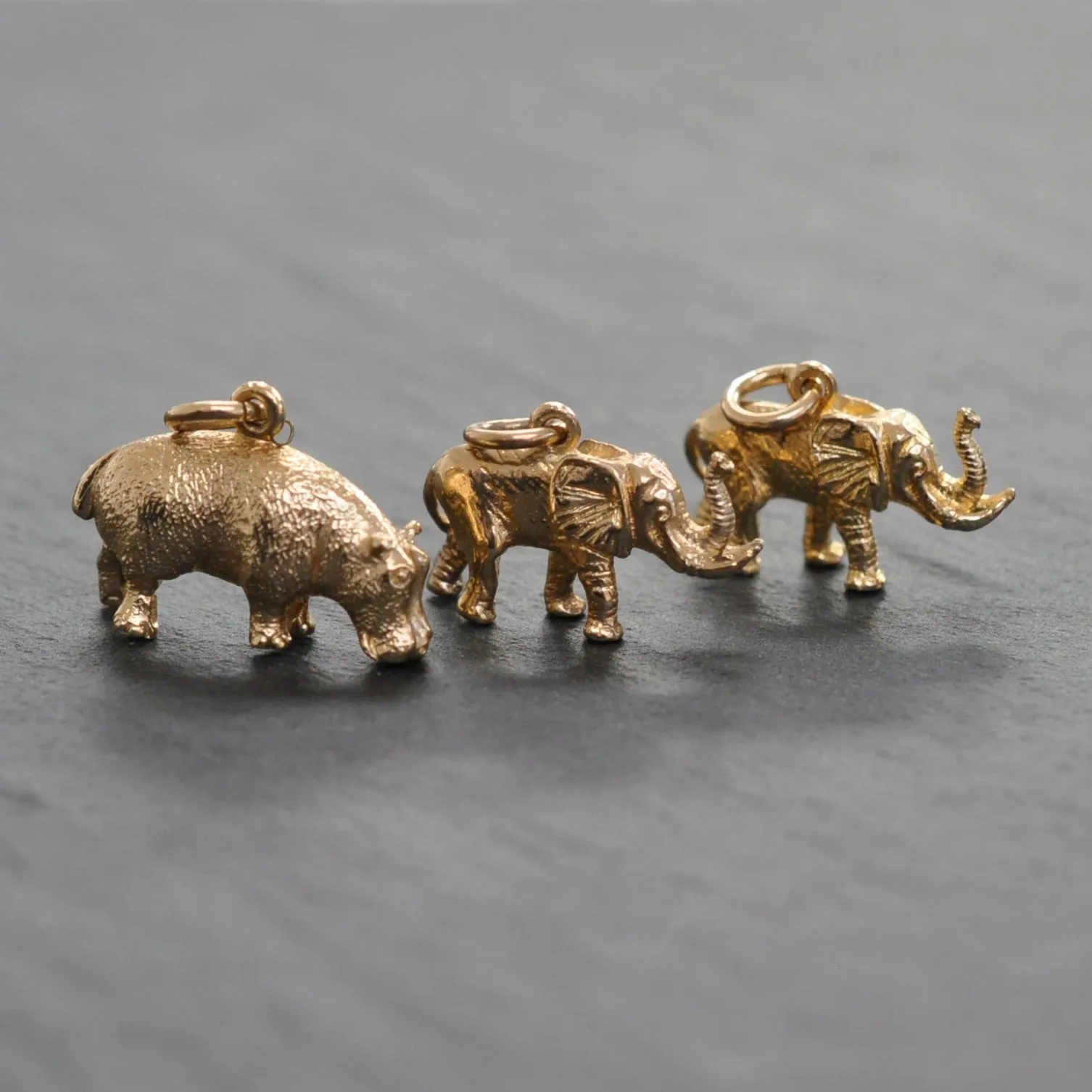 Gold Hippopotamus charm