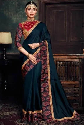 Green Rangoli Silk Saree With Blouse Piece