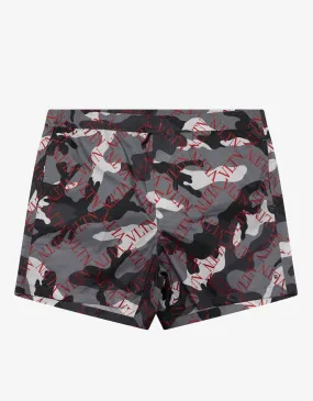 Grey Camouflage VLTN Grid Swim Shorts