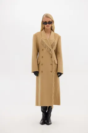 Kate Fringe Coat - Tan