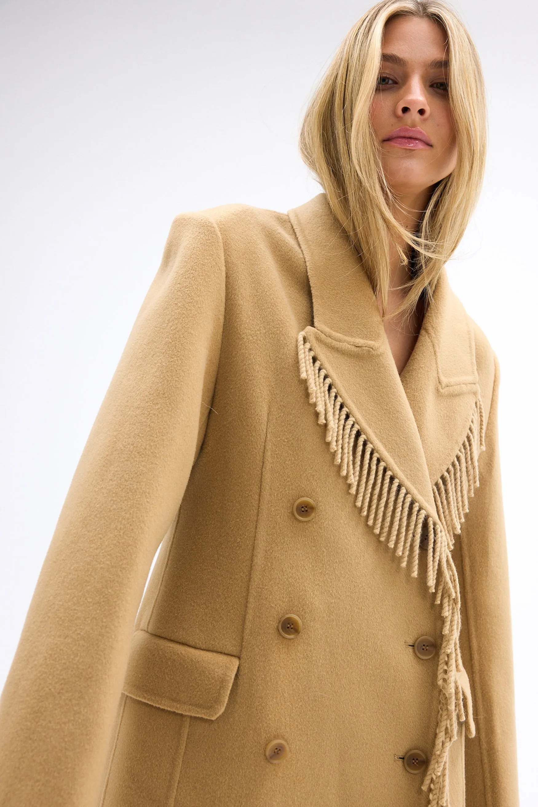 Kate Fringe Coat - Tan