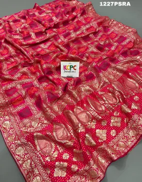 KcPc Latest New H O Silk Bandhni Heavy Zari  Weaving Saree With Blouse, CC