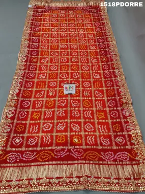 KcPc New Beautiful pure gaji silk bandhani gharchola Gotapatti Work Dupatta ,RS