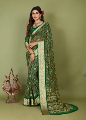 KcPc New Cotton silk Banarsi Weaving Patola Print saree,SRD