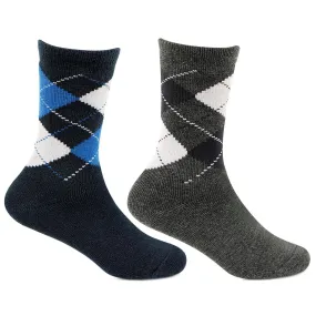 Kids Argyle Multicoloured Woolen Crew Length Socks- Pack of 2