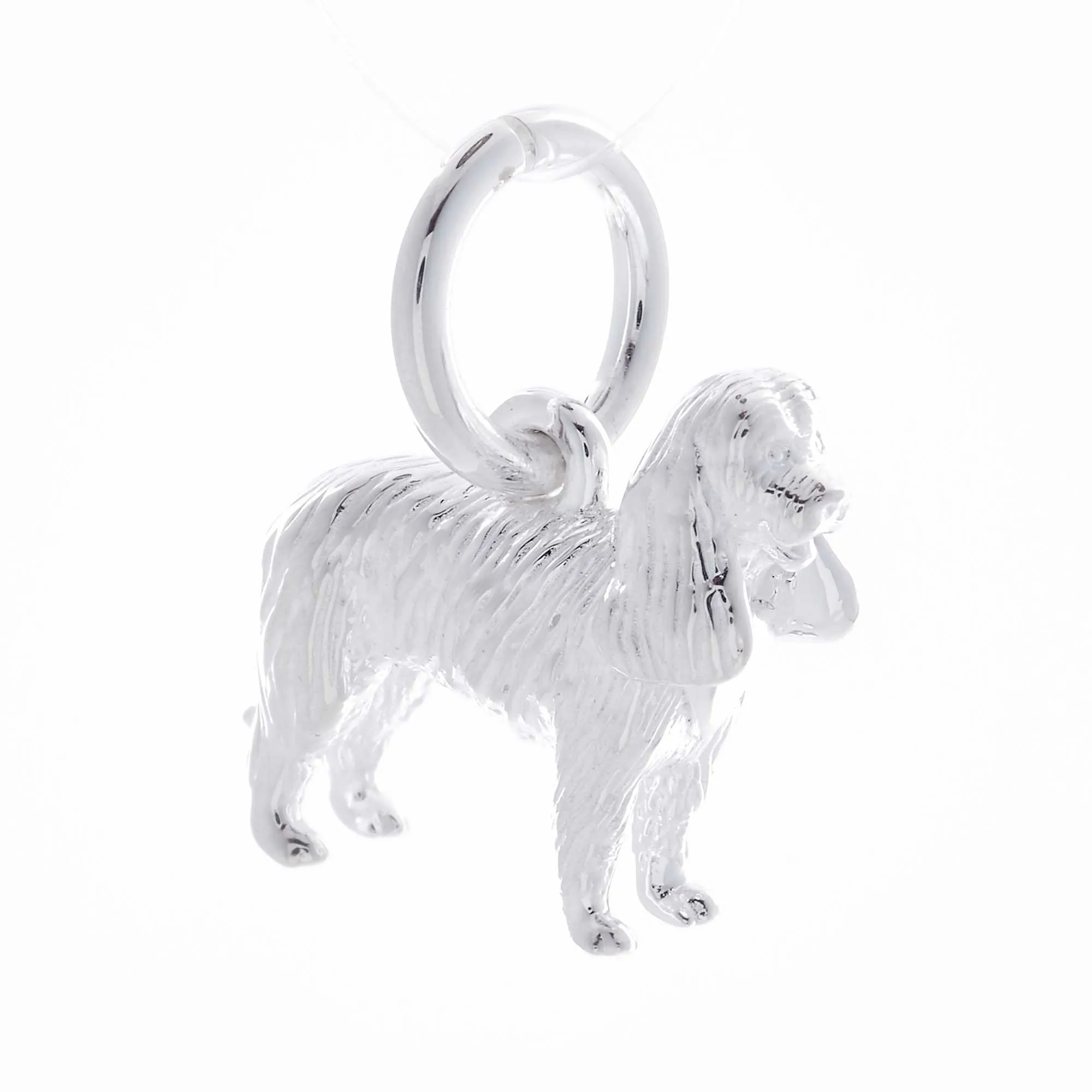 King Charles Spaniel Silver Dog Charm