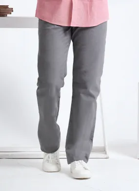 Light Grey Plain Cotton Stretch Chino Trouser