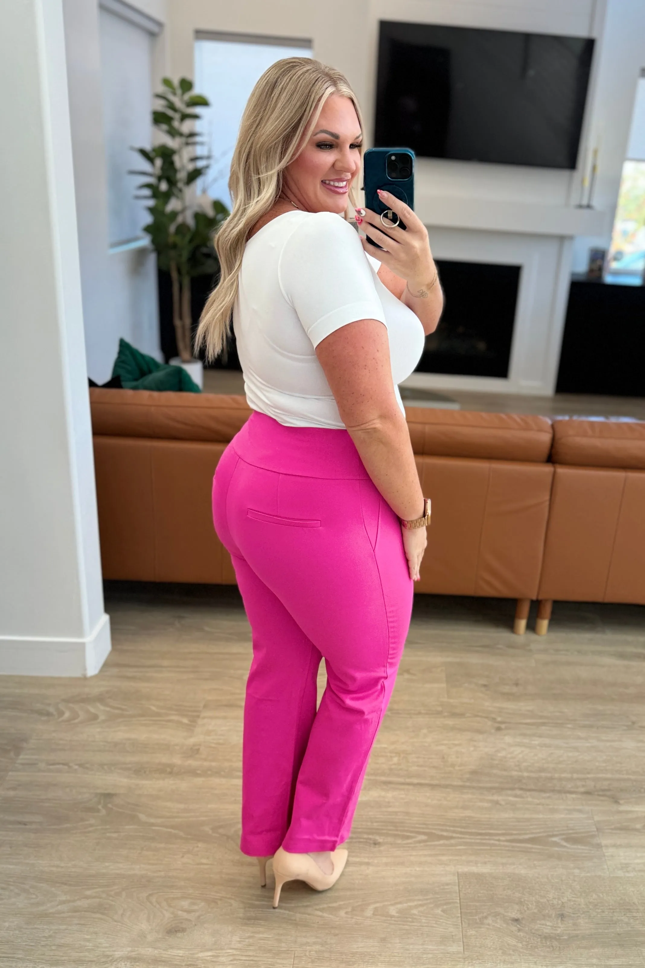 Magic Straight Pants in Hot Pink