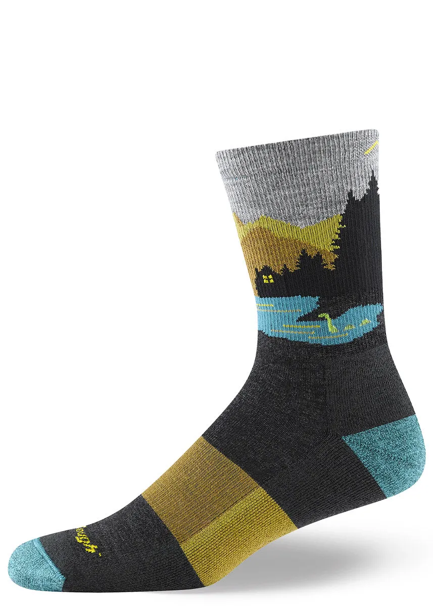 Men's Charcoal Close Encounters Cushioned Wool Hiking Socks