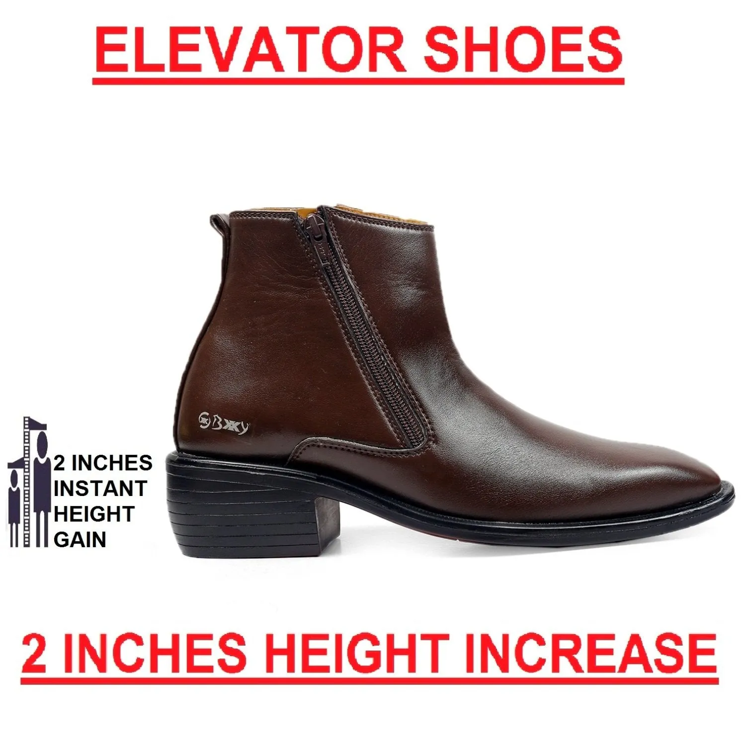 Men's Height Increasing Formal Wear Zipper Boots