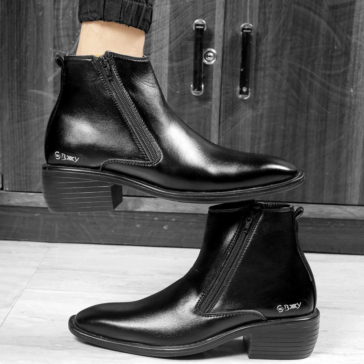 Men's Height Increasing Formal Wear Zipper Boots