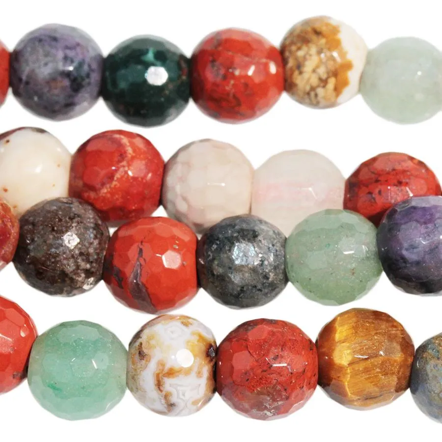 Mixed Stone 8mm Large Hole Faceted Round - 8-Inch