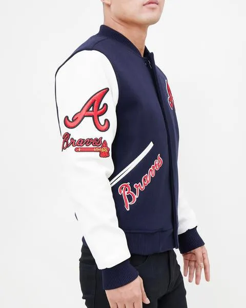 MLB ATLANTA BRAVES CLASSIC WOOL MEN'S VARSITY JACKET (MIDNIGHT NAVY)