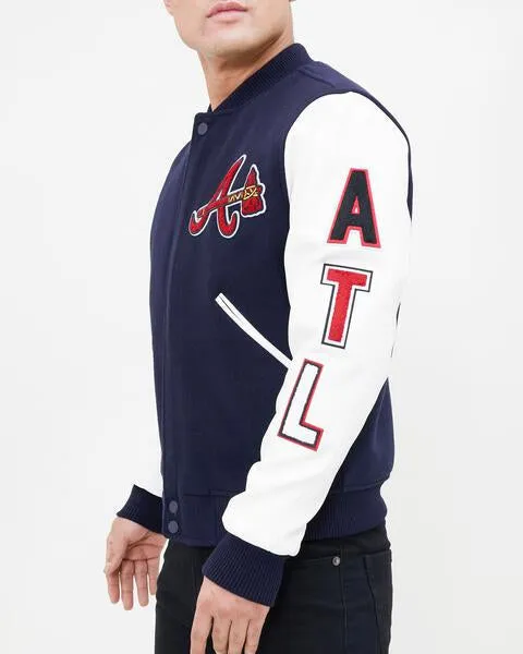 MLB ATLANTA BRAVES CLASSIC WOOL MEN'S VARSITY JACKET (MIDNIGHT NAVY)