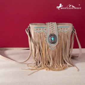 MWF1047-8360  Montana West Fringe Collection Crossbody - Tan