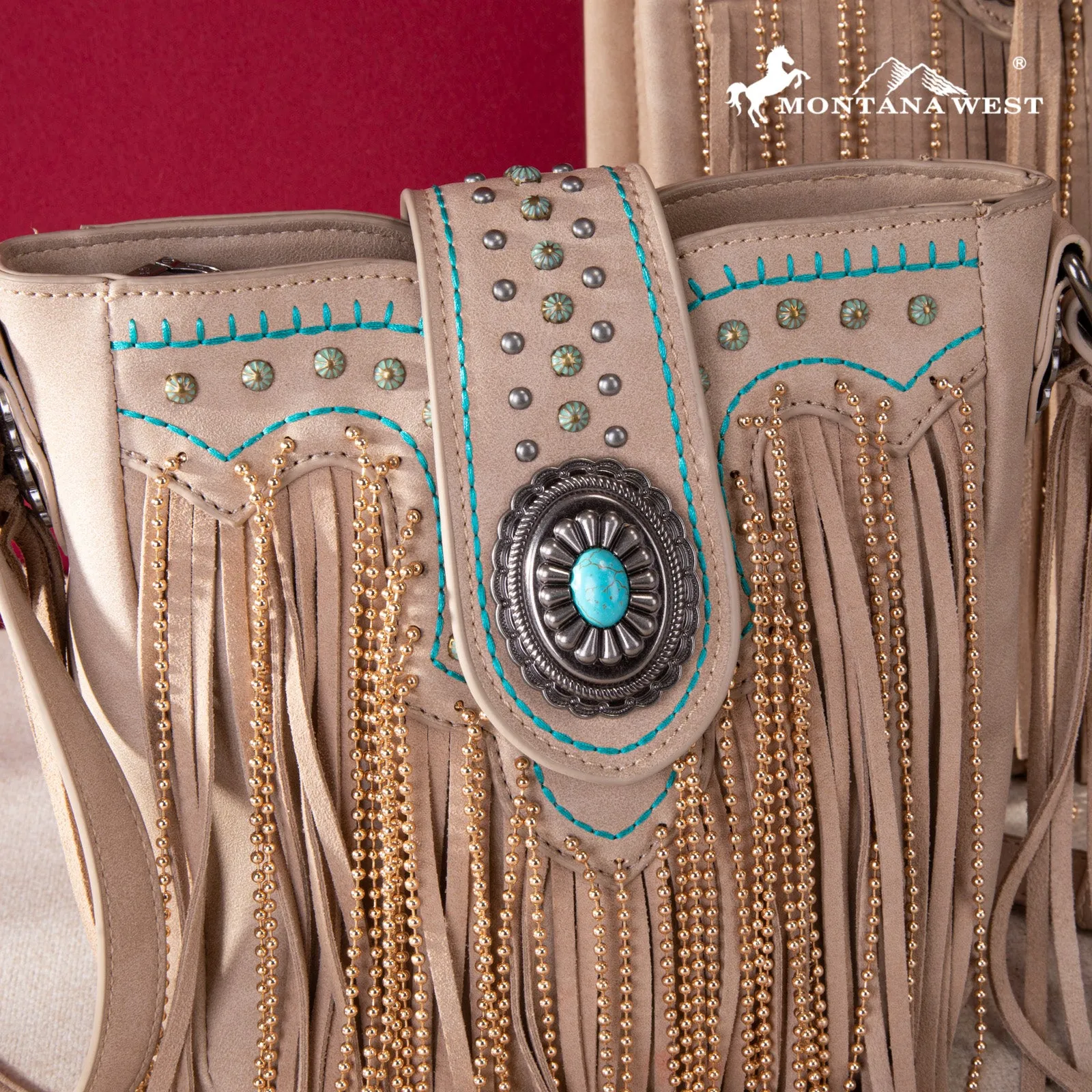 MWF1047-8360  Montana West Fringe Collection Crossbody - Tan