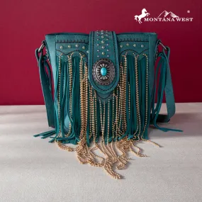 MWF1047-8360  Montana West Fringe Collection Crossbody - Turquoise