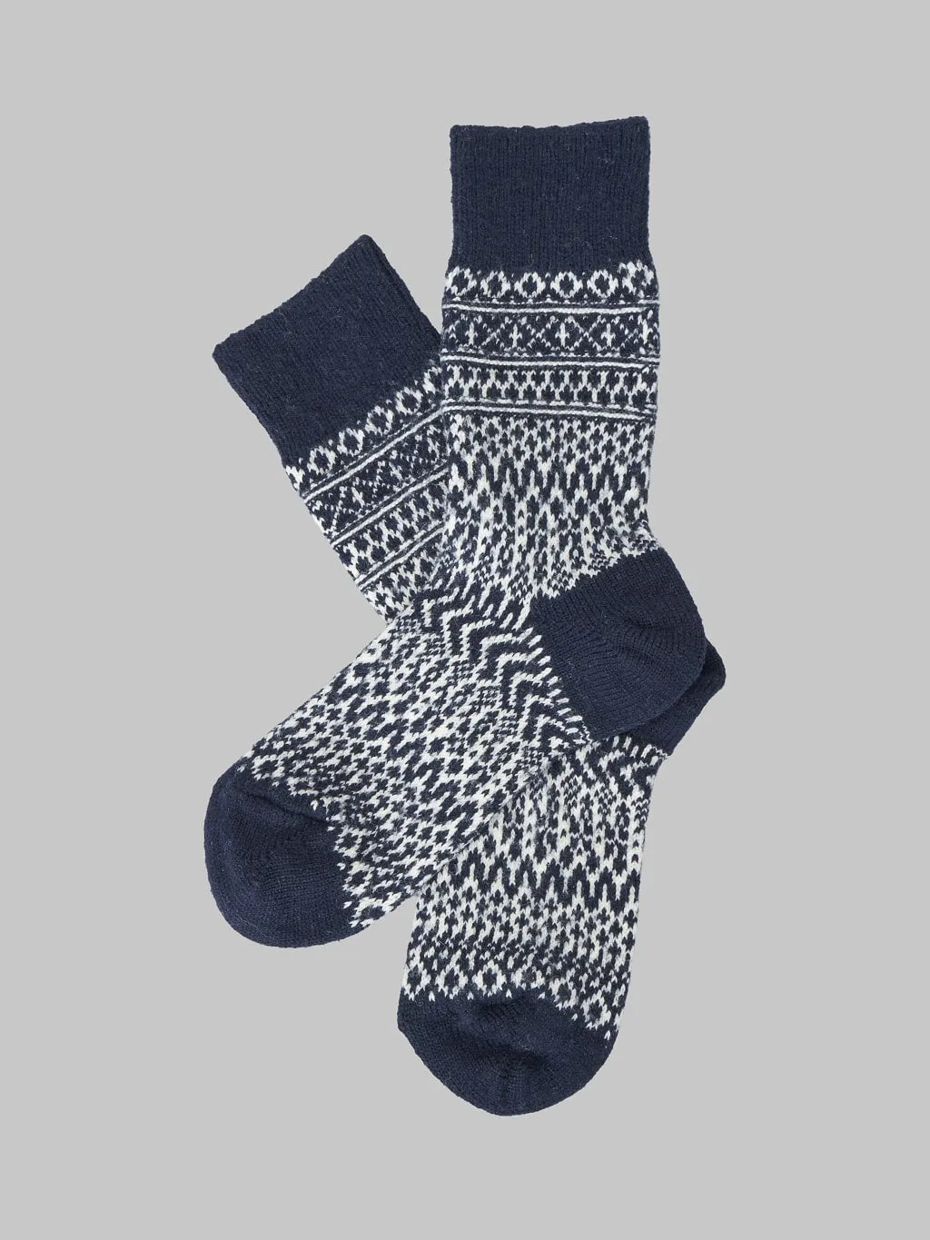 Nishiguchi Kutsushita Wool Jacquard Socks Berlin Blue